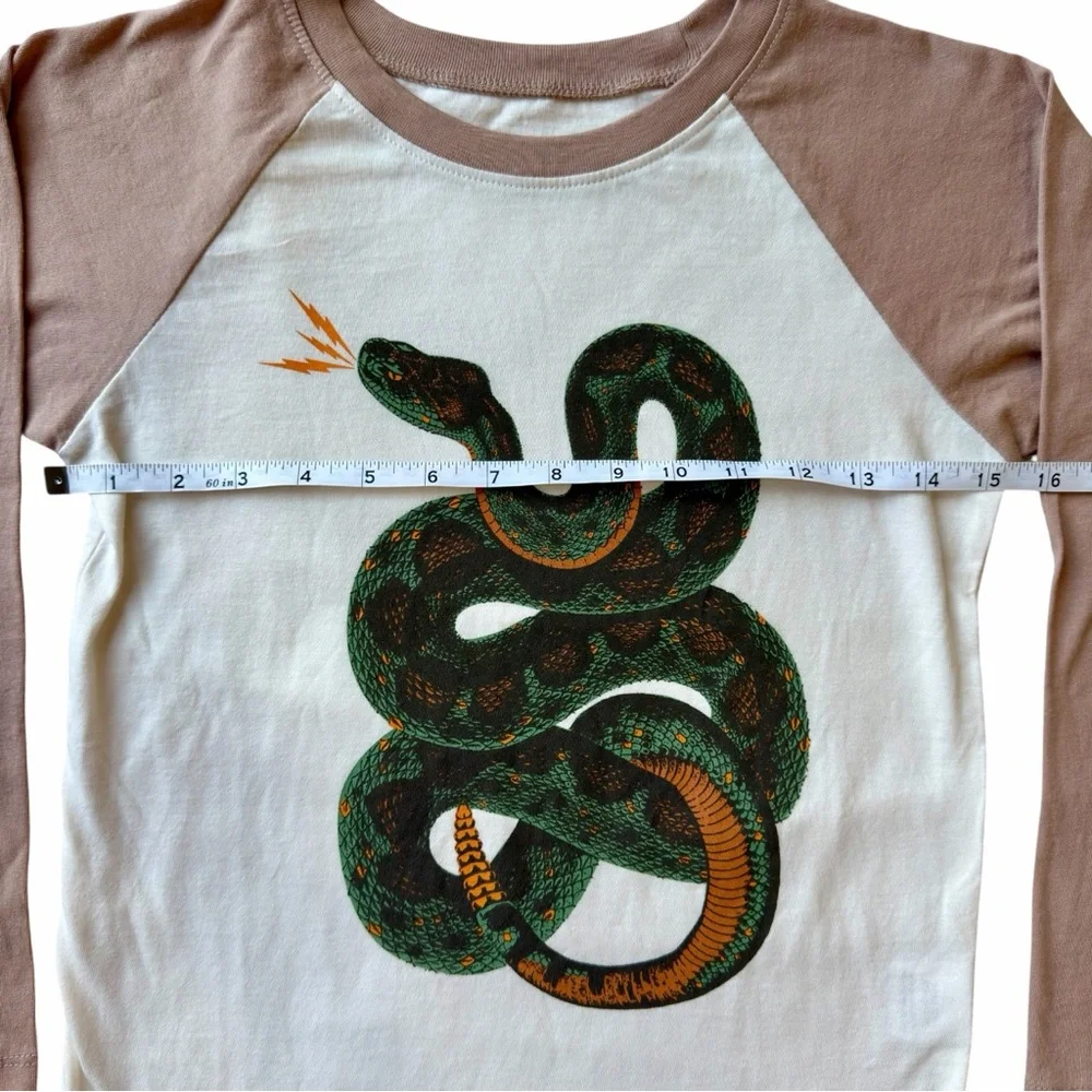 Tiny Whales RARE Raglan shirt with snake Size 8 100% cotton‎